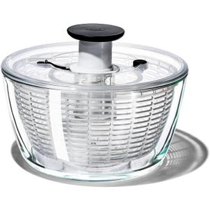 OXO Good Grips Glass Salad Spinner - Large 6.22-Qt Lettuce & Fruit Washer, Borosilicate Glass Bowl, BPA-Free, Easy Pump