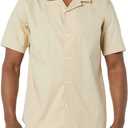 Amazon Essentials Men's Vacation Cotton Button-Down Short Sleeve Resort Shirt (XXL, Khaki Brown)