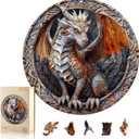 Wooden Puzzles for Adults, Wood Jigsaw Puzzle, Wooden Cave Dragon Puzzles, Family Puzzle Game (M-11.4 * 11.4in 200pcs)