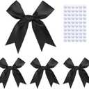 Elegant Gift Wrap Bows, 50PCS 3.3 Inch Mini Satin Ribbon Bows for Crafts Treat Bags Cake Baking Christmas Party Decors Wedding Birthday Baby Shower Valentines (Black)