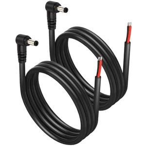 SinLoon 2 Pack DC5521 Power Pigtails Cable, 12V 90 Degree DC 5.5mm x 2.1mm Male Plug to Bare Wire Open End Power Supply Repair Cord 16AWG, for Monitors, LED Strip Light, Security Camera (3.3FT)