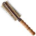 2.75" Large Round Brush for Blow Drying - Boar Bristle & Nylon Pins for Thick Long Hair -Volumizing Wooden Barrel with Cork Handle - Professional Hair Styling Tool for Women