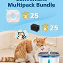 50 Pcs Cat Water Fountain Filters for Veken 95oz/2.8L, 67oz, 85oz, 135oz Dog Water Fountain Automatic Pet Fountain Dog Water Dispenser 25Pcs Pet Fountain Filter Replacement & 25Pcs Pre-Filter Sponges