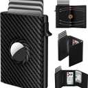 Mens Wallet Card Holder for AirTag - Genuine Leather Smart Wallet for Men Compatible with Apple Air Tag, RFID Blocking, Slim, Minimalist, 9-14 Card Capacity | ID Window | Cash Slot