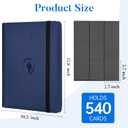 Premium 9 Pocket Card Binder for 540 Cards, Fabmaker PU Cover Trading Card Binder, Sturdy Card Collection Album, Sleek Card Holder Folders for Game Cards & Sports Cards, Navy Blue