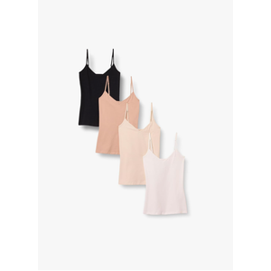 Amazon Essentials Women's Slim-Fit Knit V-Neck Layering Cami, Pack of 4 L