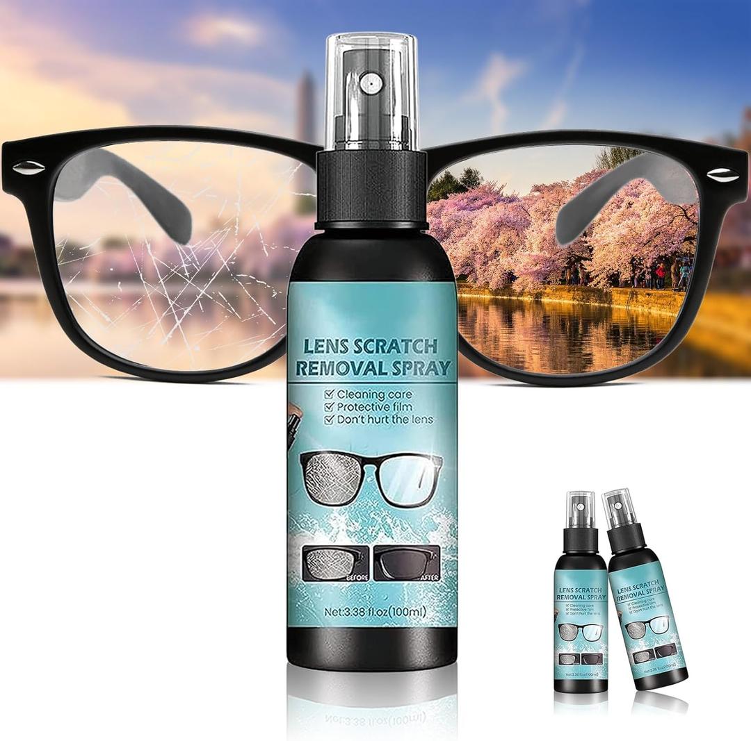 2pcs-Lens Scratch Removal Spray,scratch remover for sunglasses, Lens Scratch Remover, Glasses Lens Cleaning Spray for Sunglasses Screen Cleaning Tool(100ml)
