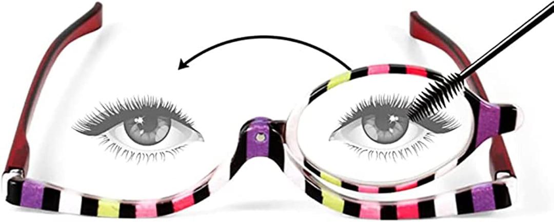 LJCZKA Magnifying Cosmetic Makeup Reading Glasses Readers Flip Lens Rotating Eyeglasses for Women, +4.00