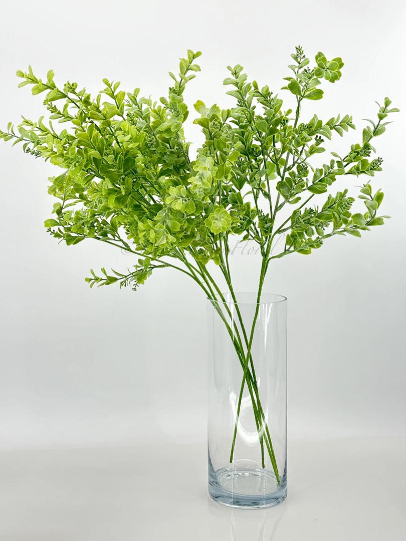 Light Green Boxwood Stem: Realistic Faux Floral, 26-Inch Artificial Greenery Stem