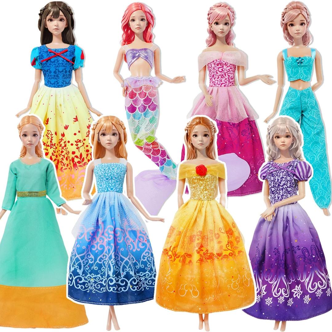 8 Sets Different Princess Costume Dresses for 11.5 inch Girl Doll Clothes Accessories