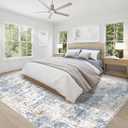 XLUEZ 8x10 Area Rugs for Living Room, Washable Modern Abstract Large Area Rug Neutral Soft Non Slip Kids Rug Stain Resistant Indoor Carpet for Bedroom Nursery Dining Children's Room(Blue)