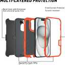 Case for iPhone 16 Pro Max(2024), 3-Layer Super Full Heavy Duty Rugged Case Belt Clip Holster Kickstand Protective Case Cover for iPhone 16 (Black Orange with Clip, iPhone 16 Pro Max)