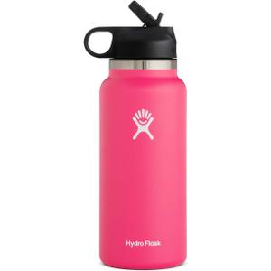 Hydro Flask Water Bottle - Wide Mouth Straw Lid 2.0 - 32 oz, Watermelon