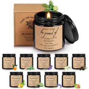 Fumete 10 Pcs Valentines Gifts Jars Scented Soy Candles 3.5 oz The Difference Candles Team Thank You Gifts Employees Coworker Appreciation Volunteers Nurse Teachers(Black,Proud)