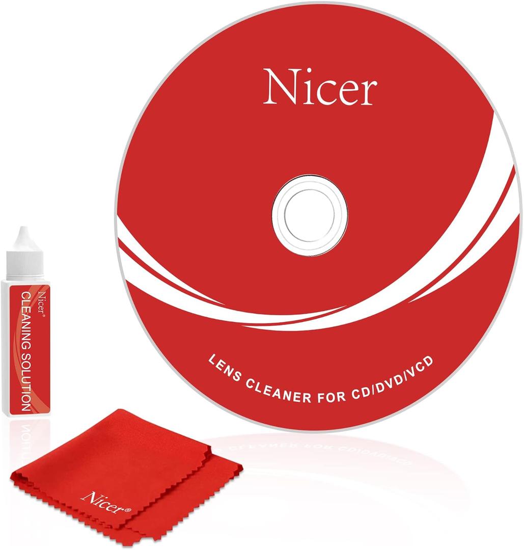 Nicer CD/VCD/DVD Player Cleaner Kit, Laser Lens Cleaning Disc with Double Brush Cleaning System, NS-2