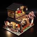 SYW DIY Miniature Dollhouse Kit with Furniture and LED LightJapanese Sushi Shop Wooden Dollhouse, 1:24 Scale Creative Doll House Toys for Teen