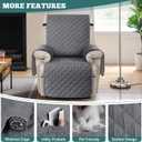 Ruaozz 100% Waterproof Recliner Chair Covers, Non-Slip Reclining Covers for Recliner Chair Washable Chair Cover, Recliner Covers with Pockets for Kids, Dogs, Pets (Dark Grey, 28'')