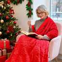 50x60 Inches Sherpa Christmas Blanket for Holiday Home Decor, Red Xmas Tree Jacquard Soft Flannel Fleece Throw Blanket for Bed Couch Sofa, Christmas Decor Gifts for Women Men Teen Family Friends