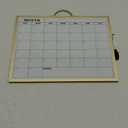 MaxGear Magnetic Calendar Whiteboard for Wall  16"x12" Dry Erase Board with Handle, Double-Sided Gold Aluminum Alloy Frame, Monthly Planner White Board for Home, Office, School