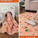 YIHOUSE Orange Floral Washable Area Rug 5'x7'- Small Colorful Living Room Rug Ultra-Thin Non-Slip Area Rug for Bedroom, Nursery Room, Kids Room (Orange, 5x7ft)