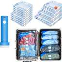 16 Pack Vacuum seal bags for clothing With Coldless Pump, Vacuum Storage Bags,Space Saver Sealer Bags, Pillows, Comforters, Blankets, Bedding,Travel,