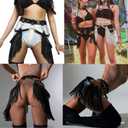 Women Punk Tassel Belt Leather Body Harness Waist Chain Gothic Caged Belt Rave Party Nightclub Costume (Black)