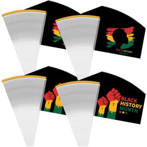100 Pcs Black History Month Flag Small Mini Hand Held Black History Month Flag Bunting for African American Festival Party Supplies
