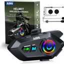 A19S Motorcycle Helmet Bluetooth Headset,2-Way 1KM Intercom,DSP Noise Cancellation,IPX7 Waterproof,BT5.4 Helmet Headphone,Music Sharing Dual Phone Connect for Harley/Dirt Bike/ATV/Snowmobile