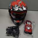 Youth Dirt Bike Helmets Fashion Kids Children Motocross, Motorcycle, BMX, ATV, Off-Road, Four Wheeler, Moutain Bike Full Face Helmets Dot Approved (Goggles Gloves Faceshield)