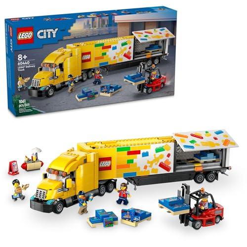 LEGO City Yellow Delivery Truck Toy - Semi Truck Building Toy for Boys & Girls, Ages 8+ Years - Gift for Birthdays - Pretend Play W/ 3 Minifigures - 60440