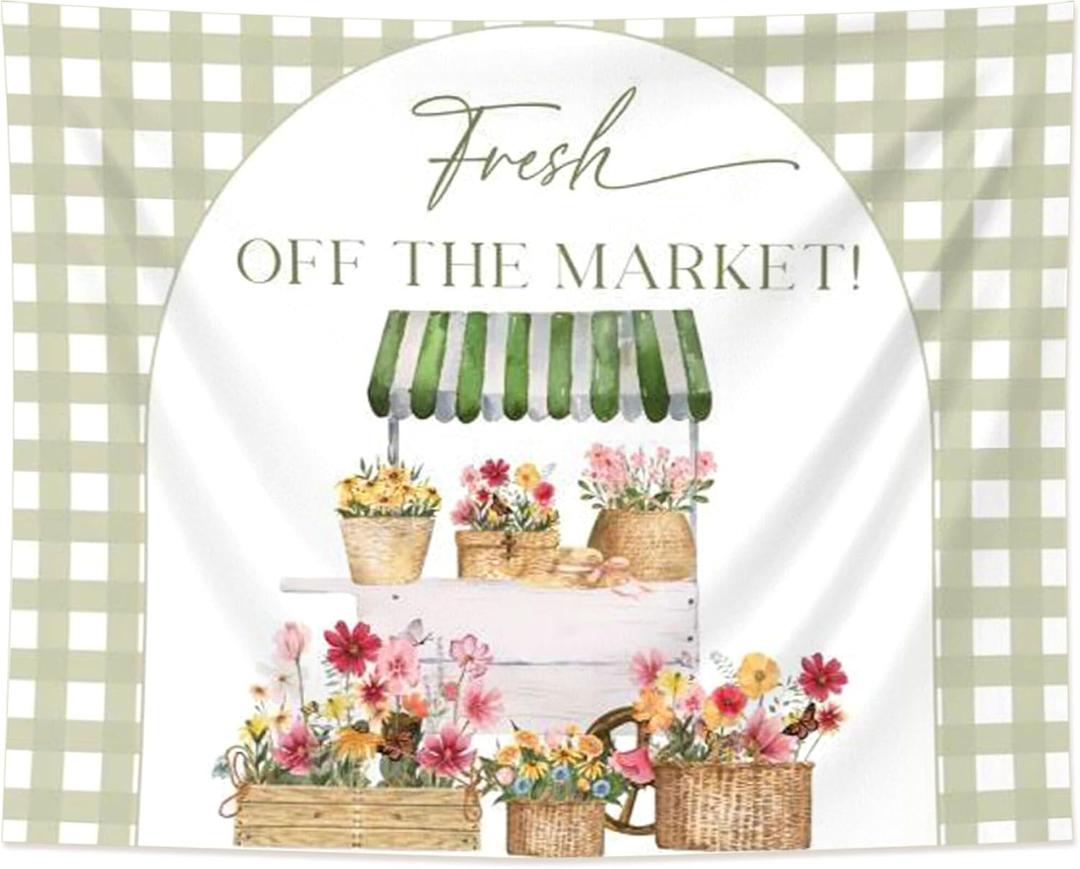 She's Off the Market Bridal Shower Banner Decor Farmer's Market Bridal Shower Backdrop Locally Grown Party Decor for Bridal Showers Gardener Theme Farm Partys