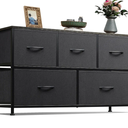 WLIVE Dresser for Bedroom with 5 Drawers, Wide Chest of Drawers, Fabric Dresser, Storage Organizer Unit with Fabric Bins for Closet, Living Room, Hallway, Nursery, Charcoal Black