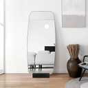 Baluue Floor Mirror Stand Holder, Solid Wooden for Full Length Mirrors Holder Anti-Slip Base Leaning Support Stopper for Home Wedding Sign Art Gallery Display Frames up to 1.3"