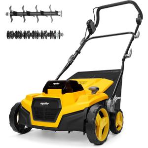 Cordless Lawn Dethatcher and Scarifier Compatible with Dewalt 20V Battery | Tool Only, 15" Electric Brushless Dethatcher, 40V Dual Battery Powered, Air Boost Technology, 12-Gal Collection Bag, 5 Depths