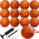 Jexine 12 Pcs Basketball Official Rubber Basketball Bulk Outdoor with Air Pump Arcade Game Indoor Match for Adult Youth Swimming Pool Game Training