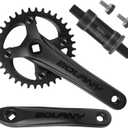BOLANY Mountain Bike Crankset MTB 1x Square Taper Crankset 104 BCD 170mm Crank 32/34/36T Compatible with Single Speed Bicycle