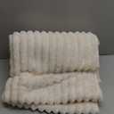 BEDELITE Fleece Throw Blanket for Couch - 300GSM Soft & Warm Fluffy Beige Blanket, Decorative and Giftable Striped Blankets for Women, Men, 50"x70"