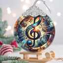 Musical Note Stained Glass Orament - Christmas Ornament - Christmas Decorations for Tree - Holiday Present ldeas - Gift Exchange