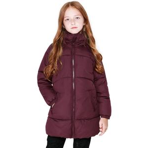 SOLOCOTE Girls Winter Coats Heavyweight Mediun Length Warm Jackets Down-like Cotton Wadding Outwear (7-8 Years, Wine Red)