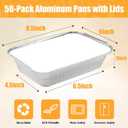 50 Pack Foil Pans with Lids,2.25 LB Aluminum Pans with Lids,Foil Food Containers,Disposable Takeout Pans For Catering Baking Takeout-50 Pans and 50 Cardboard Covers(8.5""×6""), Silver