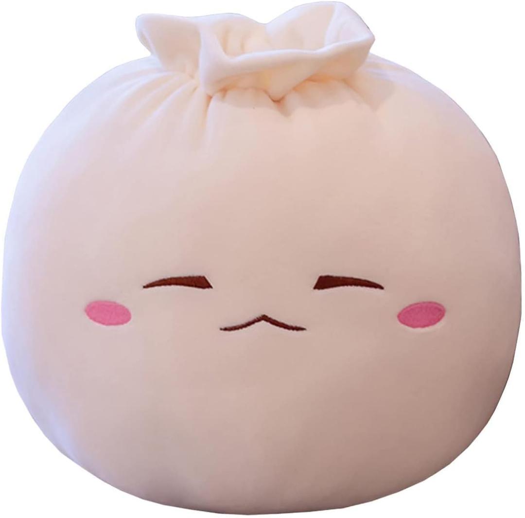 Dumpling Plush Pillow with Cute Features, Stuffed Bun Plush, Funny Food Toy Gifts for Kids Adults(6.3 * 12.2in,Frown) (Small)