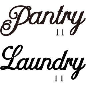 Food Storage Room Sign Laundry Room Sign (2 Pcs) Black Metal Wall Decorations, Suitable For Homes, Restaurants, Cafes, Stores, Kitchens, Farmhouses, Laundry Rooms. 14.5'' X 6''(Matte Black)