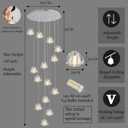 Modern Crystal Chandelier 14-Lights High Ceiling Raindrop Chandelier Lighting Fixture, Large LED Round Indoor Lighting Fixture Chrome for Foyer Staircase Living Room