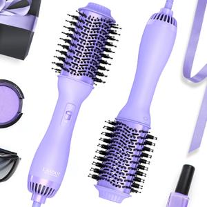 LANDOT 4-in-1 Blow Dryer Brush for Thick & Coarse Hair, Powerful Blowout Brush Styler with 60mm Oval Barrel,Fast Hair Drying & Frizz Control for Salon-Smooth and Manageable Hair at Home (Purple)