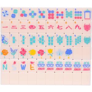 Jongyance American Mahjong Tile Set with Carrying Bag and Accessories, 160 Acrylic Engraved Mahjong Tiles for Beginners (Shell Pink)