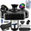 Pond Fountain Aerator with Lights, Dynamic RGB Light 1HP 750W Floating Fountain for Pond Lake, 110V 15000 GPH Fully Automatic Stainless Steel Fountain Pump 100Ft Cord with 2 LED Lights and Nail, Rope