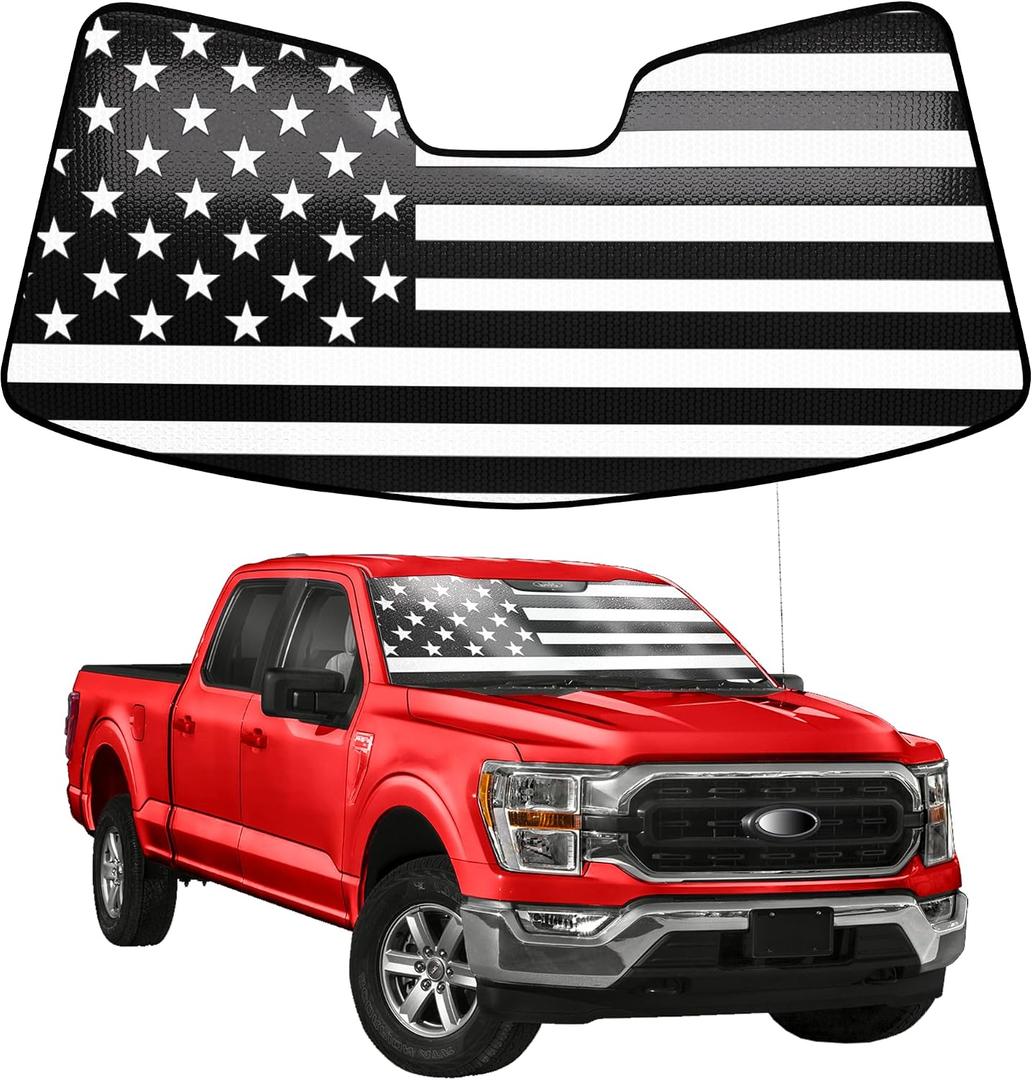 Windshield Sun Shade Compatible with 2021 2022 2023 2024 Ford F150 F250 F350 30"x62" for F-150 Folding Front Window Sunshade Shield Protector (30"x62"(Fit 2021-2024))