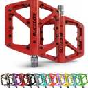 BUCKLOS Mountain Bike Pedals MTB Pedals Flat, Adult Bicycle Road Bike Large Platform Nylon Non-Slip Pedal for Gravel Bike/Hybrid Bike 9/16" (red)