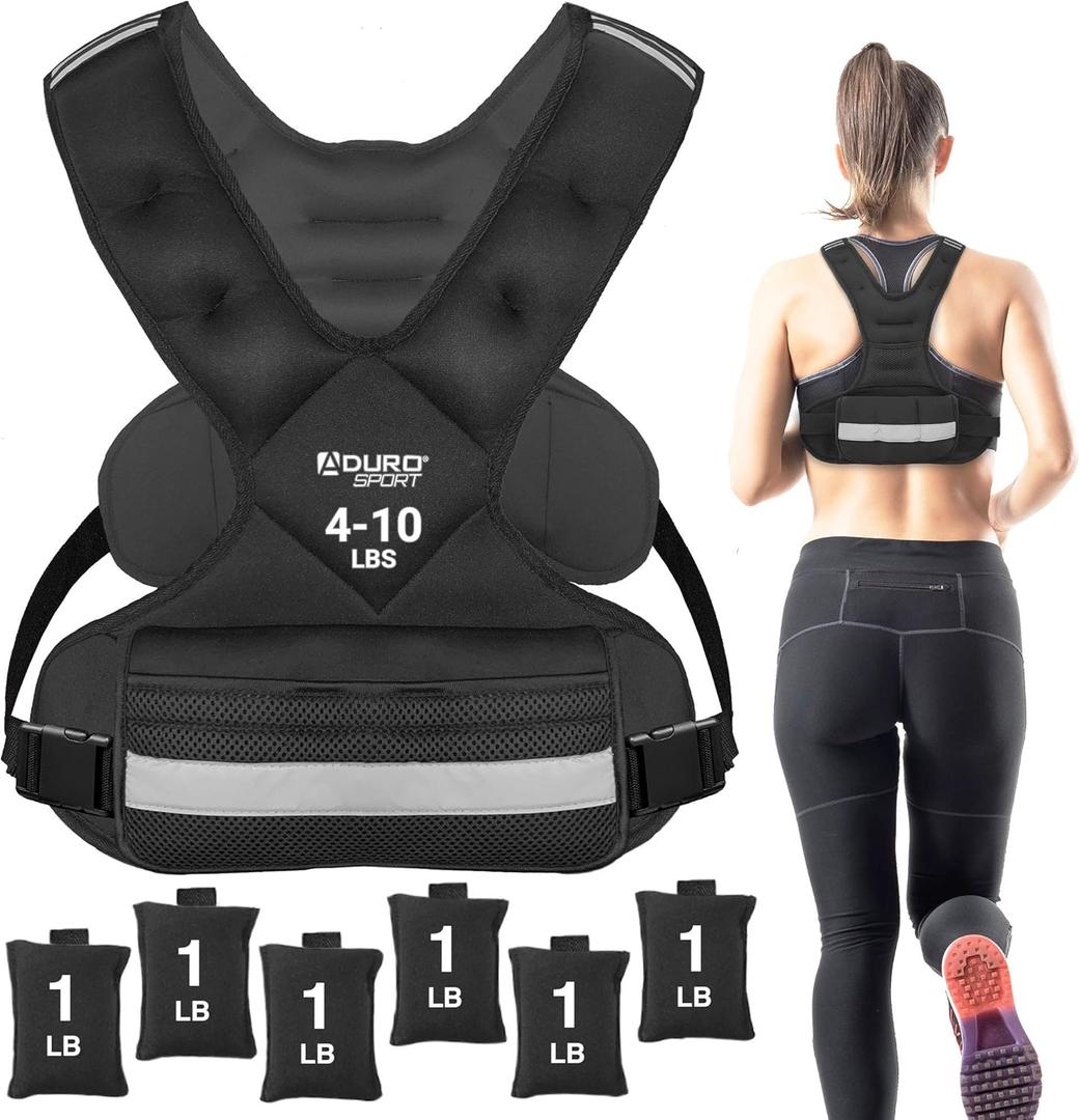 "Aduro Sport Adjustable Weighted Vest Workout Equipment, 4-10lbs Body Weight Vest for Men, Women, Kids"