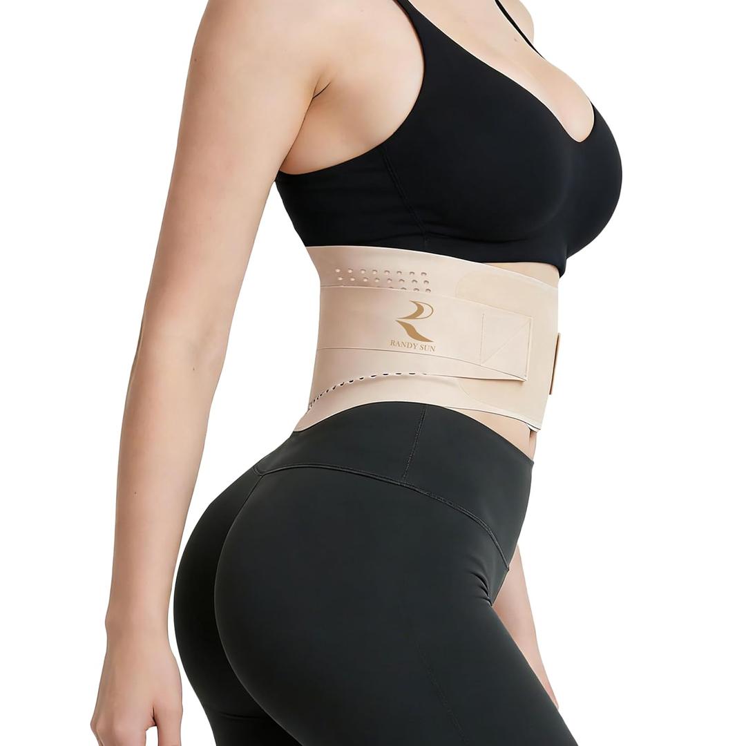 RANDY SUN Ultra Thin Back Brace, Lightweight Breathable for Women & Men, Invisible Lumbar Support Belt for Lower Back Pain Relief and Posture Correction Light Beige L/XL(Waist:31"-36")
